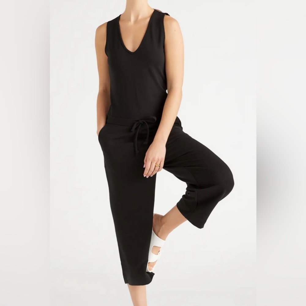 Quince Black Sleeveless V-Neck Jumpsuit